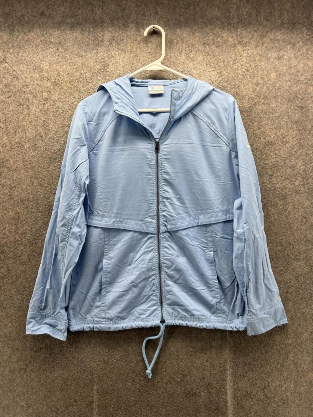 Columbia Jacket Womens Medium Blue Hooded Full Zip Light Windbreaker Hiking
